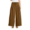 Women's Poplin Mid Rise Pleated Slouchy Pants