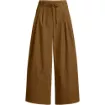 Women's Poplin Mid Rise Pleated Slouchy Pants