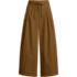 Women's Petite Poplin Mid Rise Pleated Slouchy Pants, Front