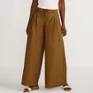 Women's Poplin Mid Rise Pleated Slouchy Pants