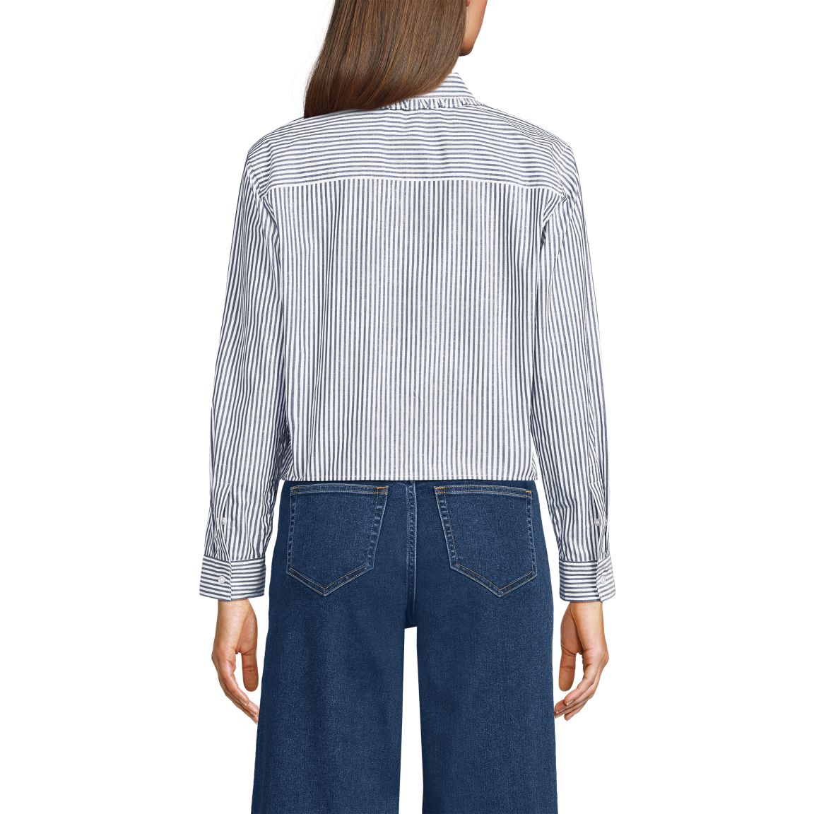 Women's Poplin Cropped Shirt with Ruffles