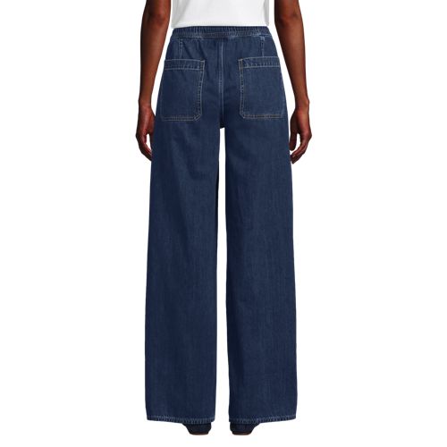 Women's Lightweight Denim High Rise Relaxed Straight Pull On Pocket Jeans - image 3