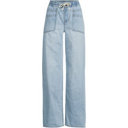 Women's Plus Size Lightweight Denim High Rise Relaxed Straight Pull On Pocket Jeans - primary