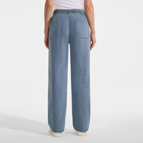 Women's Lightweight Denim High Rise Relaxed Straight Pull On Pocket Jeans - image 5