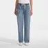 Women's Lightweight Denim High Rise Relaxed Straight Pull On Pocket Jeans, Front