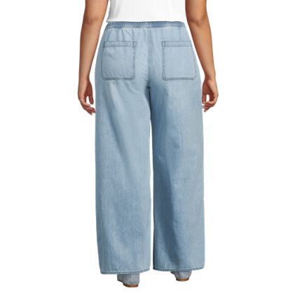 Women's Plus Size Lightweight Denim High Rise Relaxed Straight Pull On Pocket Jeans - image 2