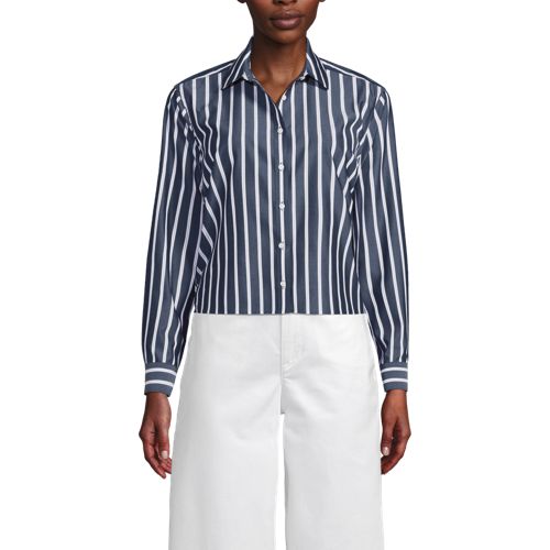 Women's No Iron Boxy Cropped Shirt, Front