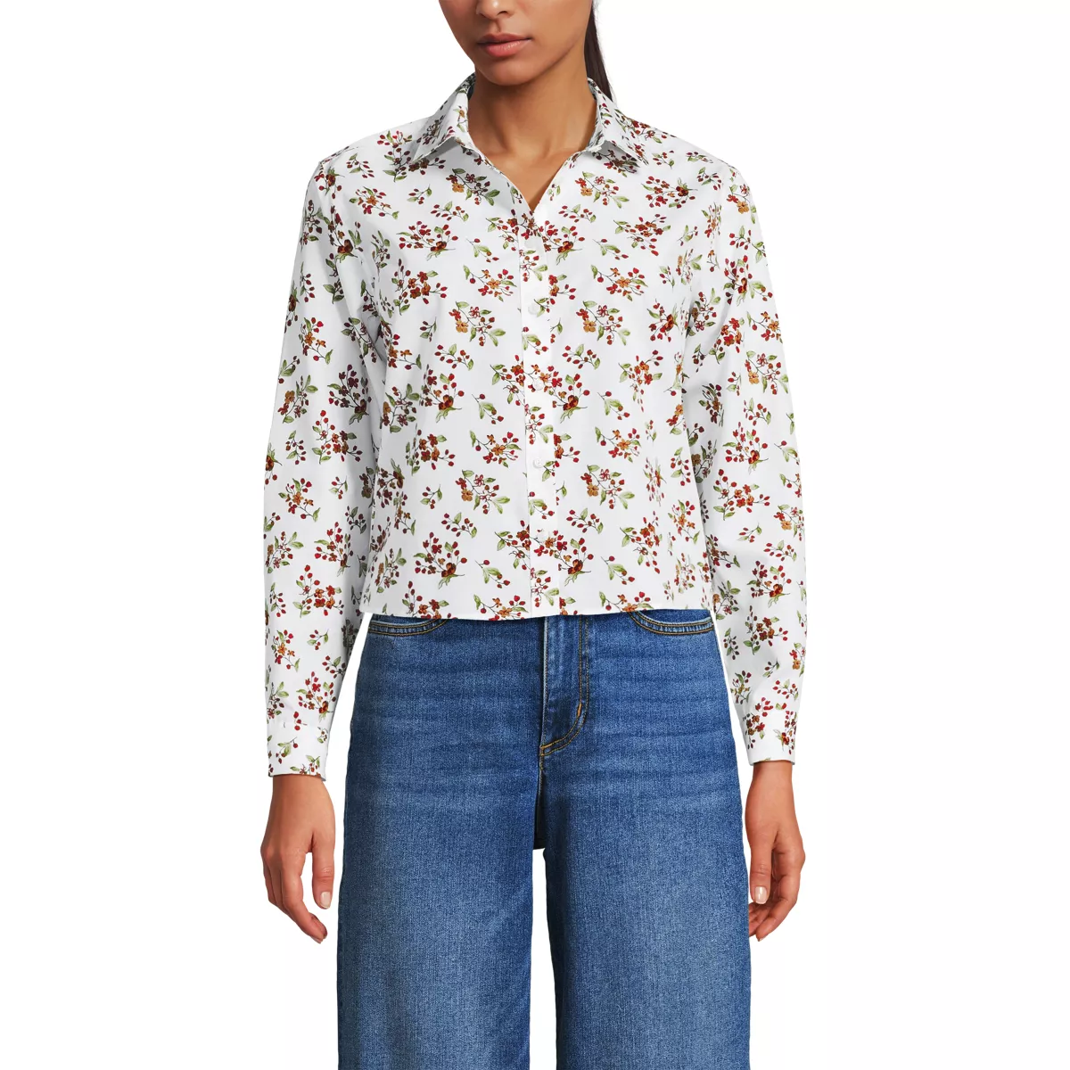 Women's No Iron Boxy Cropped Shirt