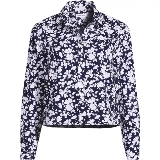 Women's Plus Size No Iron Boxy Cropped Shirt - primary