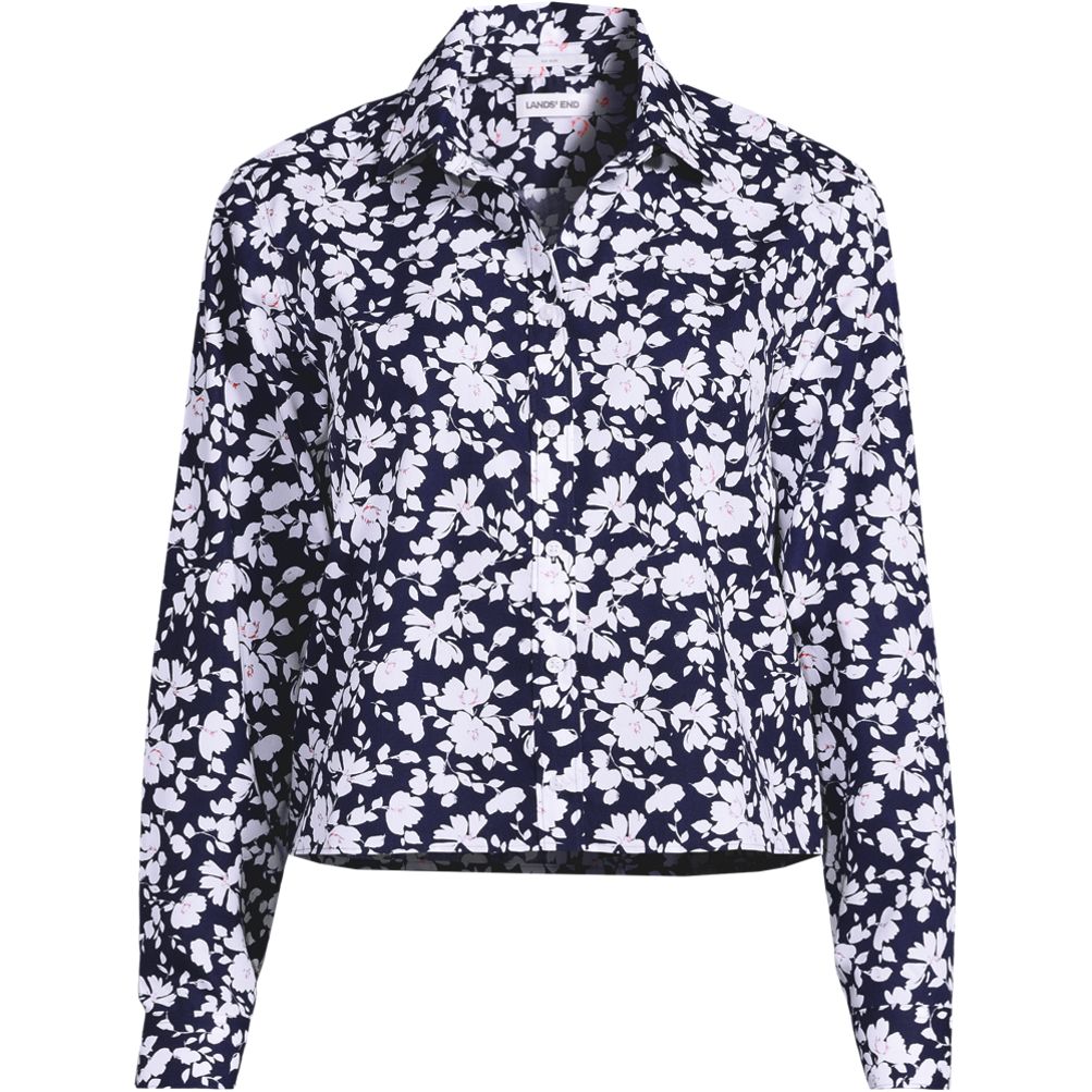 Women's No Iron Boxy Cropped Shirt | Lands' End