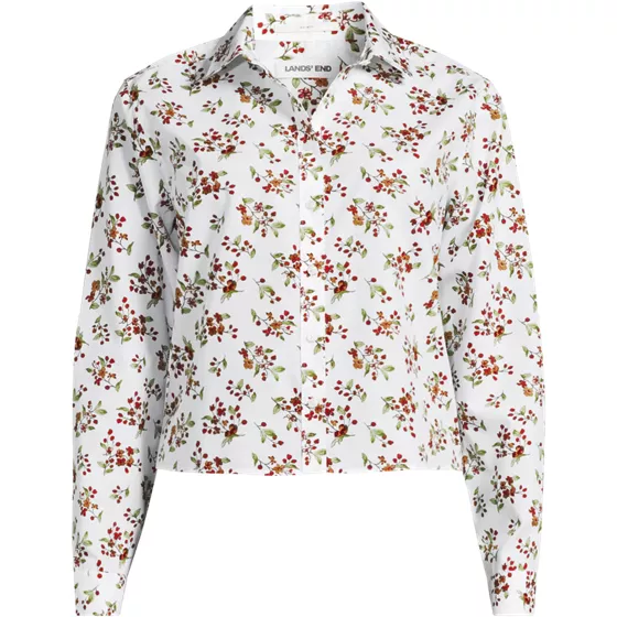 Women's Plus Size No Iron Boxy Cropped Shirt - primary