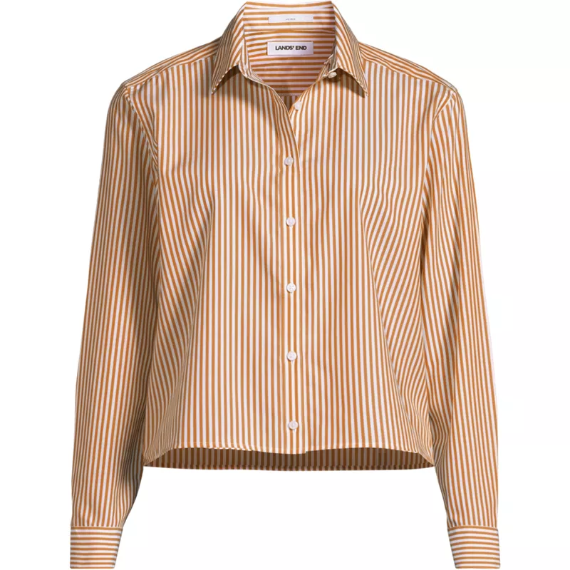 Women's No Iron Boxy Cropped Shirt, Front