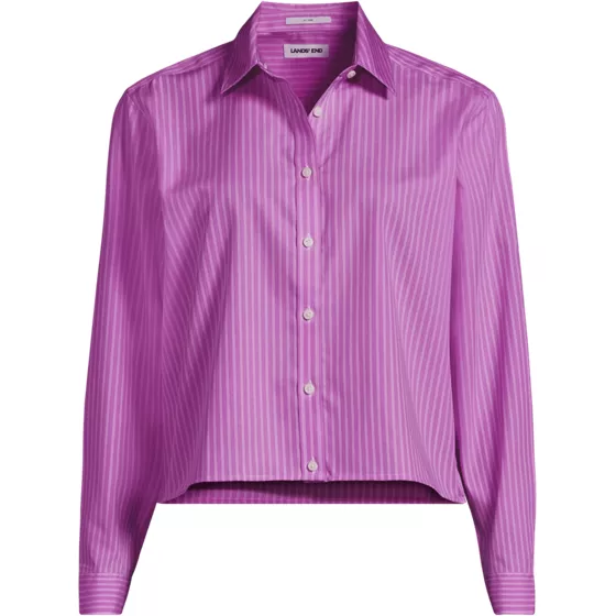 Women's Plus Size No Iron Boxy Cropped Shirt - primary