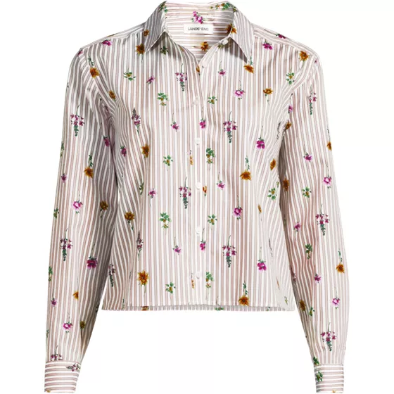 Women's Petite No Iron Boxy Cropped Shirt - primary