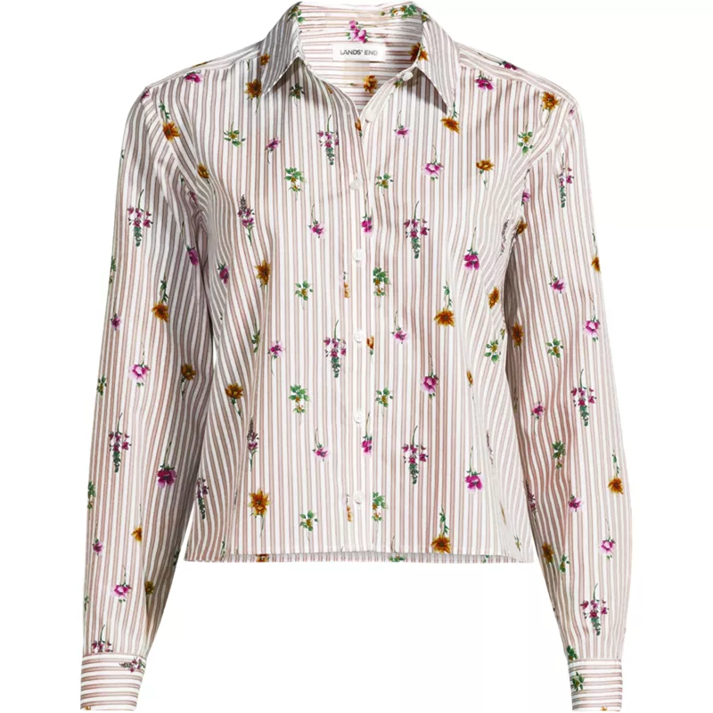 Women's No Iron Boxy Cropped Shirt, Front