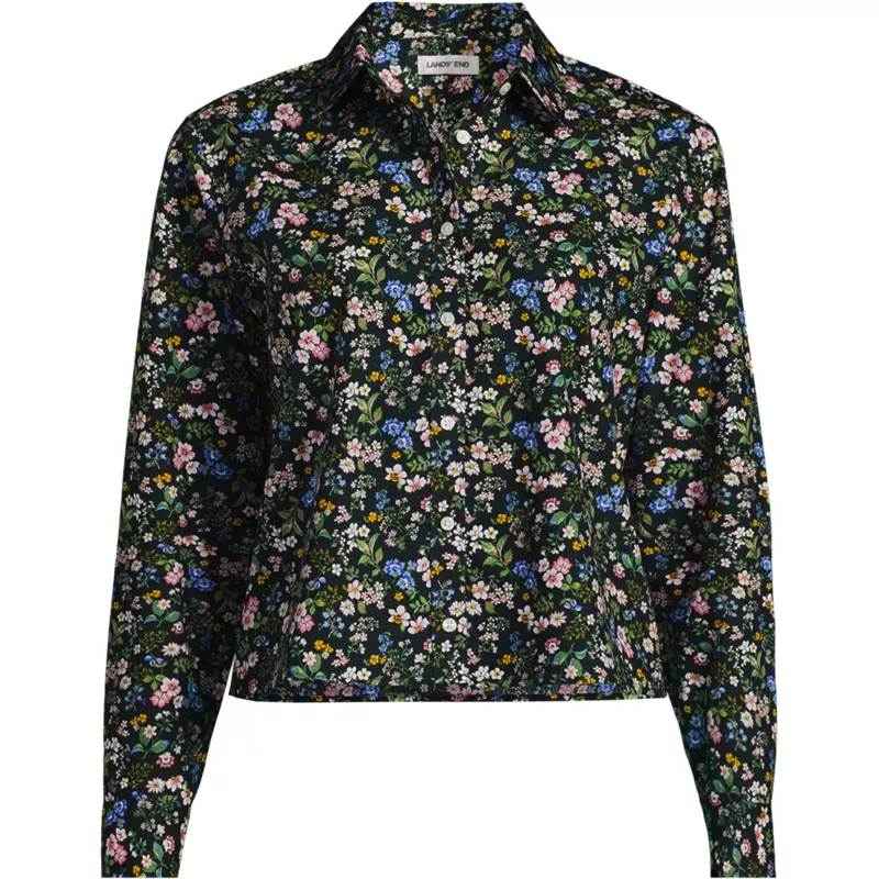 Women's No Iron Boxy Cropped Shirt, Front