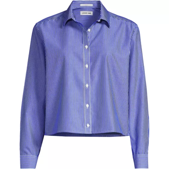 Women's Plus Size No Iron Boxy Cropped Shirt - primary