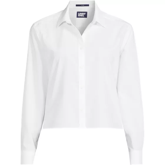 Women's Plus Size No Iron Boxy Cropped Shirt - primary