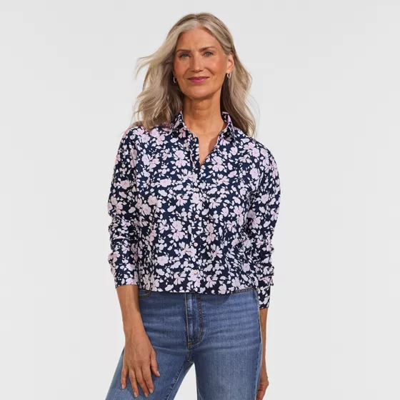 Women's No Iron Boxy Cropped Shirt - primary