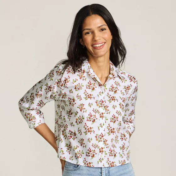 Women's No Iron Boxy Cropped Shirt - primary