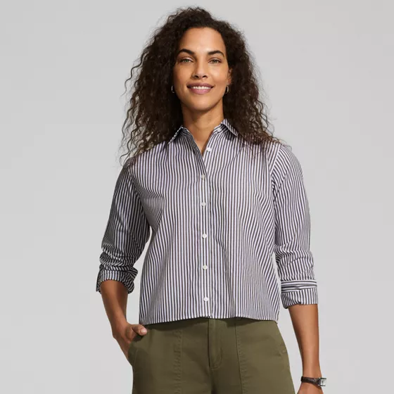 Women's Petite No Iron Boxy Cropped Shirt - primary