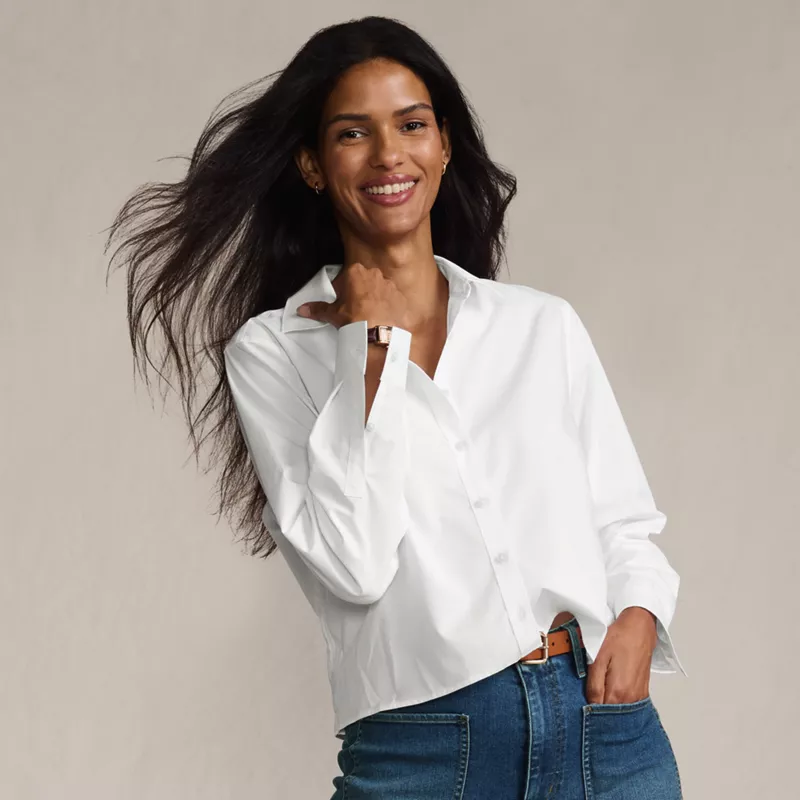 Women's No Iron Boxy Cropped Shirt, alternative image