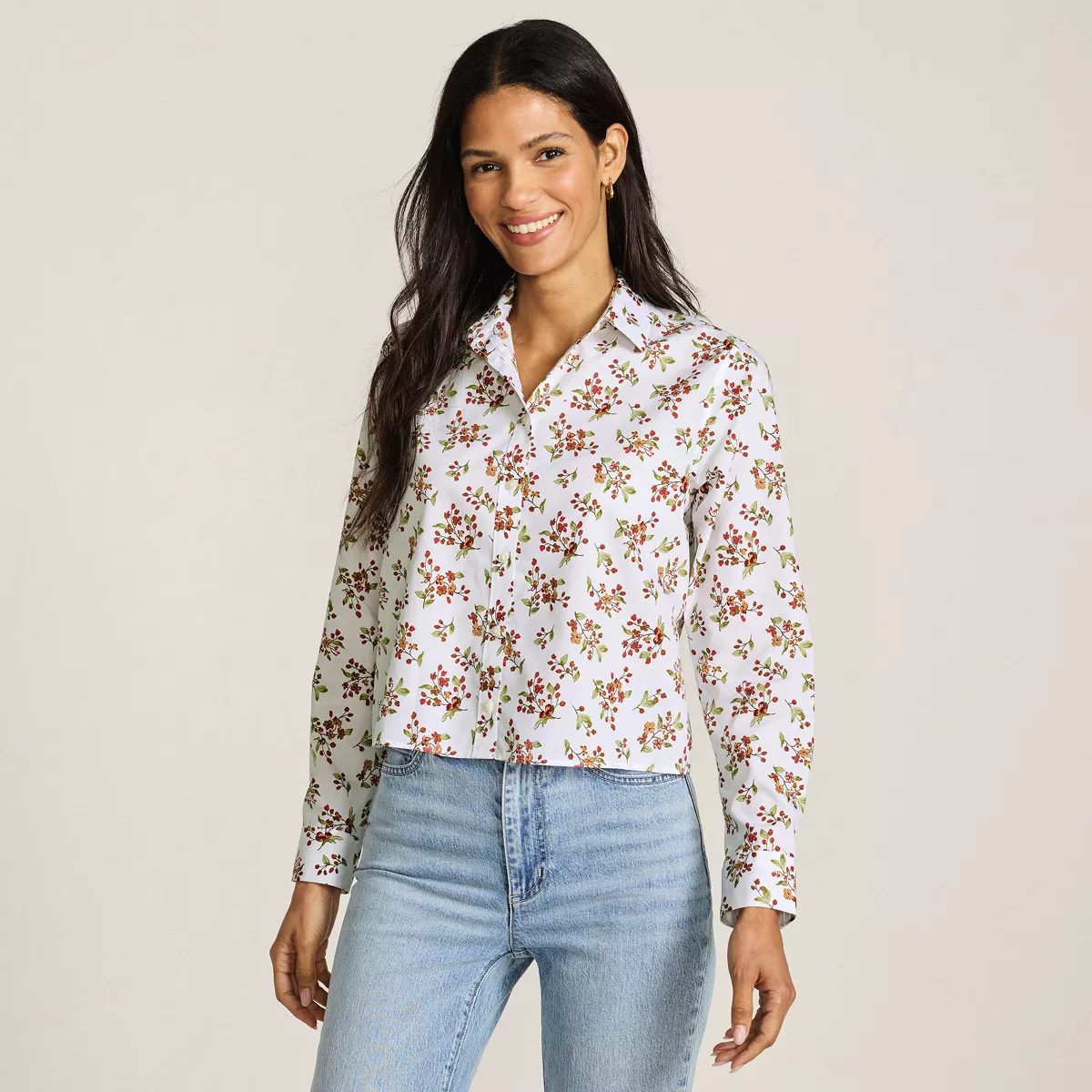 Women's No Iron Boxy Cropped Shirt