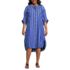 Women's Plus Size Poplin Oversized Puff Sleeve Midi Shirt Dress, Front