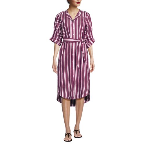 Women's Poplin Oversized Puff Sleeve Midi Shirt Dress, alternative image