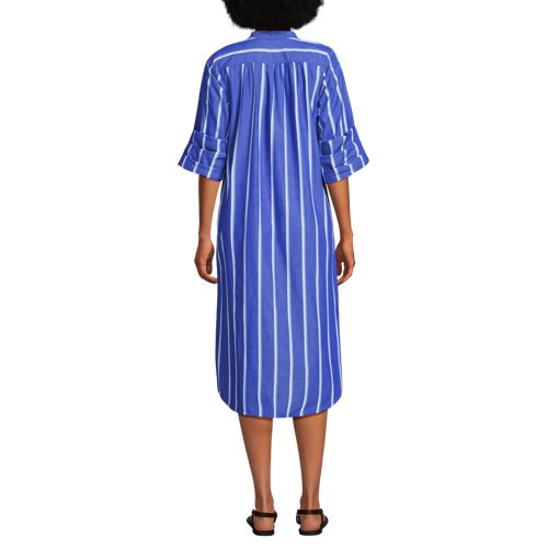Women's Poplin Oversized Puff Sleeve Midi Shirt Dress, alternative image