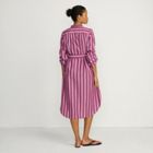 Women's Poplin Oversized Puff Sleeve Midi Shirt Dress
