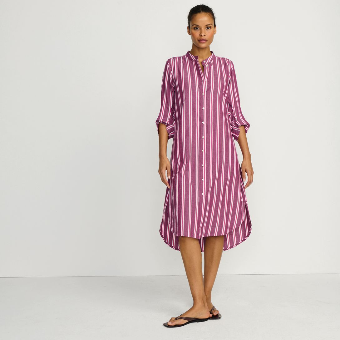 Women's Poplin Oversized Puff Sleeve Midi Shirt Dress