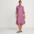 Women's Poplin Oversized Puff Sleeve Midi Shirt Dress