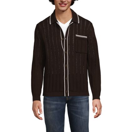 Men's Long Sleeve Button Through Summer Polo Cardigan - image 4