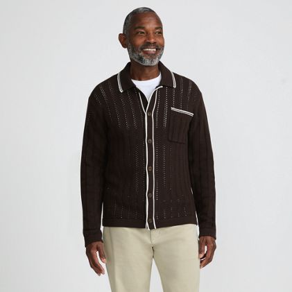 Men's Long Sleeve Button Through Summer Polo Cardigan - image 2