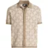 Men's Short Sleeve Tile Jacquard Button Down Sweater Polo, Front
