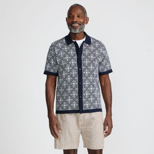 Mens Broadcloth Jacquard Polo Shirts | Lands' End