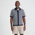 Men's Short Sleeve Tile Jacquard Button Down Sweater Polo, Front