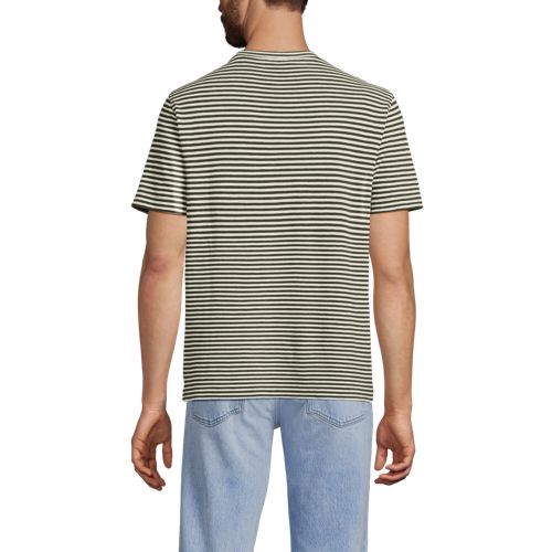  Lands' End Kurzarm-shirt Aus Baumwoll-/leinenmix, Herren, Größe:44-46 Regular, Grün, Baumwolle/leinen, By Lands' End 