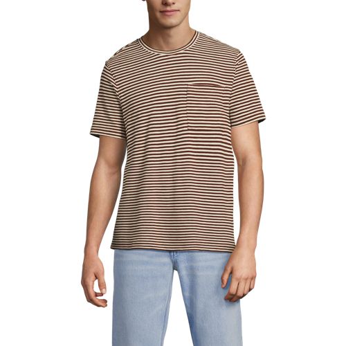  Lands' End Kurzarm-shirt Aus Baumwoll-/leinenmix, Herren, Größe:44-46 Regular, Beige, Baumwolle/leinen, By Lands' End 