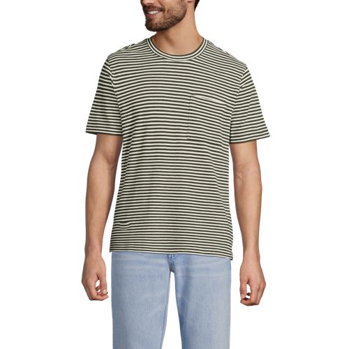  Lands' End Kurzarm-shirt Aus Baumwoll-/leinenmix, Herren, Größe:44-46 Regular, Grün, Baumwolle/leinen, By Lands' End 
