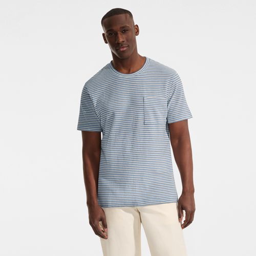  Lands' End Kurzarm-shirt Aus Baumwoll-/leinenmix, Herren, Größe:44-46 Regular, Blau, Baumwolle/leinen, By Lands' End 