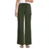 Women's Petite Linen High Rise Elastic Back Wide Leg Cargo Pants, Front