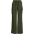 Women's Petite Linen High Rise Elastic Back Wide Leg Cargo Pants, Front
