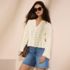 Women's Cotton Boucle Pointelle Notch Neck Sweater, alternative image