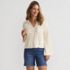 Women's Cotton Boucle Pointelle Notch Neck Sweater, Front