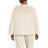 Women's Plus Size Cotton Boucle Pointelle Notch Neck Sweater, Back