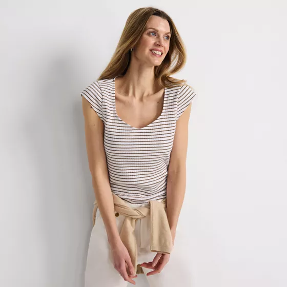 Women's Pointelle Cap Sleeve Top - primary