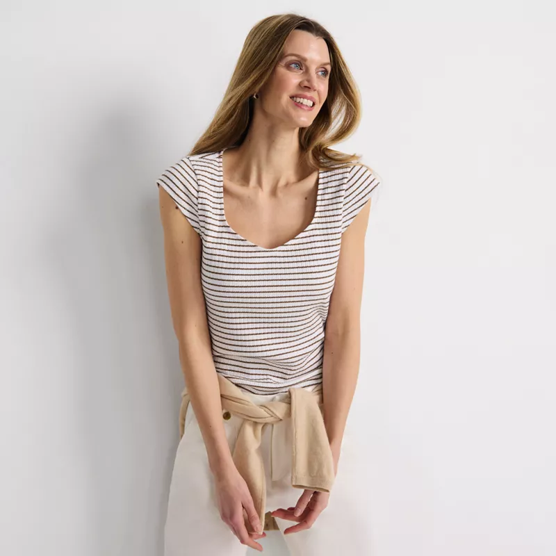 Women's Pointelle Cap Sleeve Top, alternative image