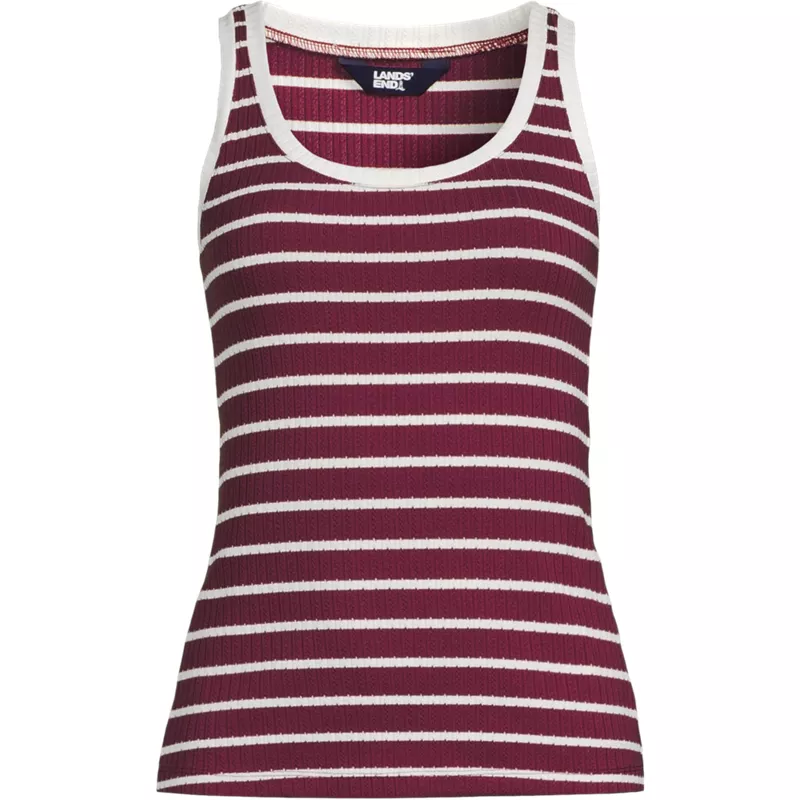 Women's Plus Size Pointelle Rib UNeck Tank, Front